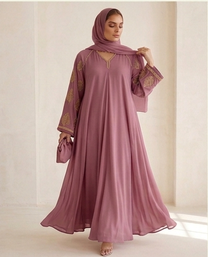 Alharam Abaya | – Elegant Embroidered Flare Abaya