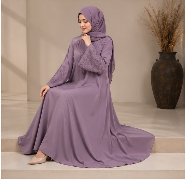 Al-Haram  Premium Embroidered Flared Abaya – Available in 3 Colors