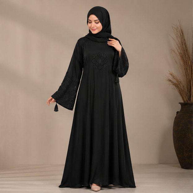 Al-Haram  Premium Embroidered Flared Abaya – Available in 3 Colors