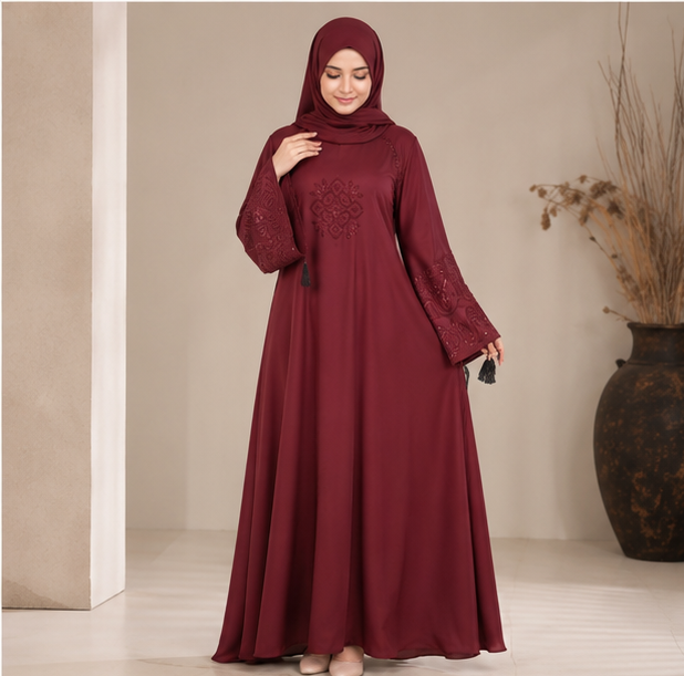 Al-Haram  Premium Embroidered Flared Abaya – Available in 3 Colors