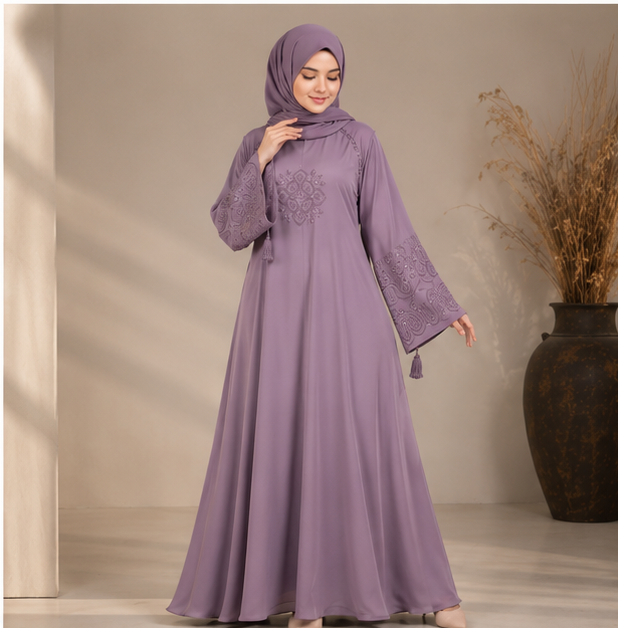 Al-Haram  Premium Embroidered Flared Abaya – Available in 3 Colors