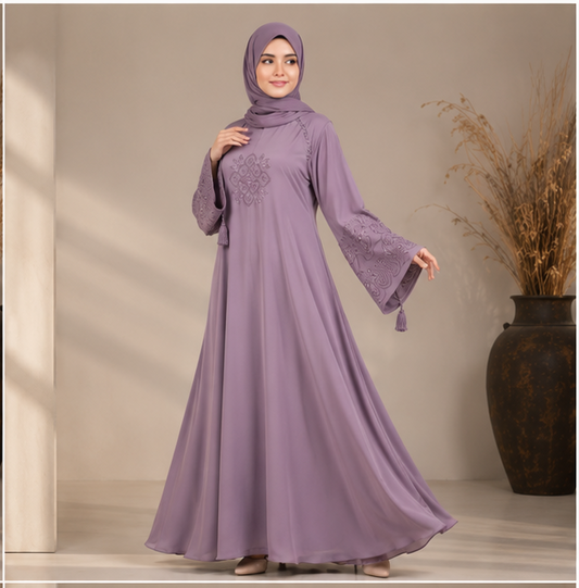 Al-Haram  Premium Embroidered Flared Abaya – Available in 3 Colors