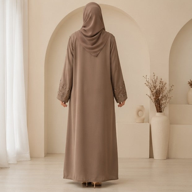 AL-Haram Luxury Coffee Brown Embroidered Abaya