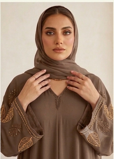 Alharam Abaya |  – Elegant Embroidered Flare Abaya