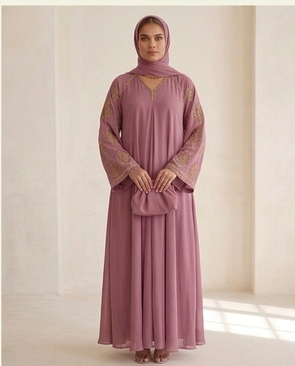 Alharam Abaya |  – Elegant Embroidered Flare Abaya
