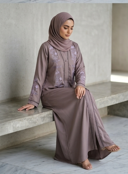 Nida Embroidered Abaya – 5 Colours available
